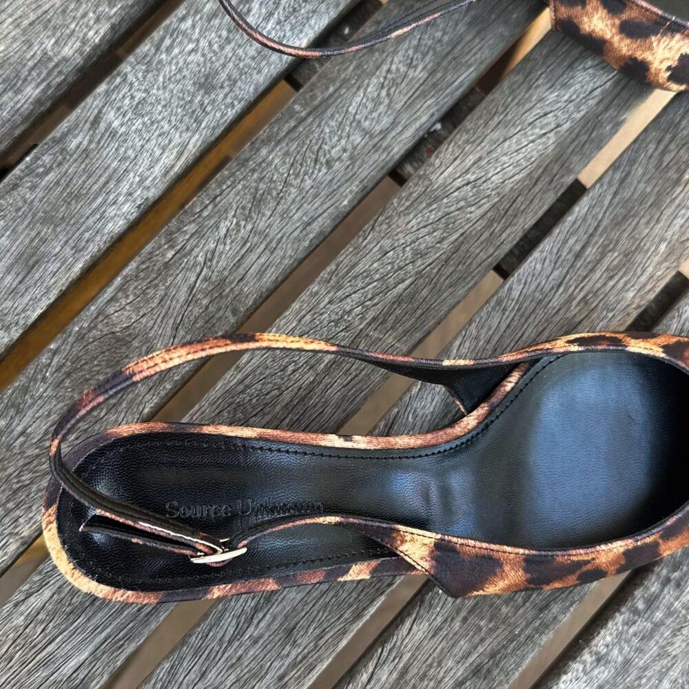 Source Unknown Lafu Leopard Print Satin Slingback… - image 2